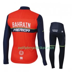 Radbekleidung Radtrikot Langarm + Lang Radhose 2017 Bahrain-Merida Kinder N001